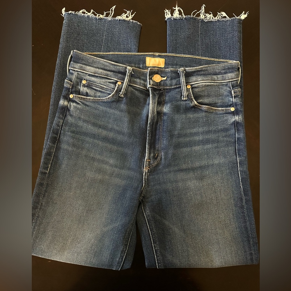 Mother Denim Mid Rise Dazzler Ankle Fray Opposites Attract